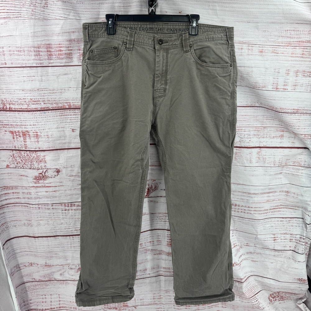 Prana Jeans Mens 38x32 Olive Green Khaki Hiking Climbing Utility Straight‎